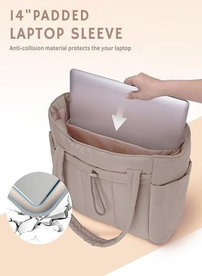Prplet Large Tote Bag for Women | Multi-Pocket Travel Shoulder Bag with Tumbler Pocket | Work, Office, College, Travel & Daily Use Handbag (Brown) - Image 3